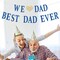 Happy Father’s Day Glitter Banner Decorations – Blue “We Love Dad” & “Best Dad Ever” Cardstock Garland Banner with Gold Heart, Party Supplies for Home Celebration & Photo Background (3m / 9.8ft)